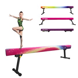 GLANT 8ft Ultrasimple Adjustable&Foldable Balance Beam,High-Low Floor Beam Suede Gymnastics Equipment,No Tool Require, Gymnastics Beam for Training&Professional HomeTraining (Starlight, 8ft)