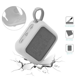 TXEsign Silicone Case for JBL Go 4, Go 4 Protective Cover, Travel Carrying Pouch w Anti-Dust Charging Cover Speaker Mount Strap (White)