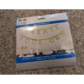 321 Party DIY Banner Kit Golden Foil 78 Letters/Symbol