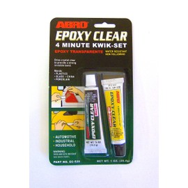 ABRO Epoxy Clear 4-Minute Kwik-Set, 2-Part Epoxy Glue, Crystal Clear, Non-Yellowing, Water & Solvent Resistant, Mends Glass, Plastic & Porcelain, Ideal for Automotive, Industrial & Household Use