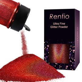 Renfio Holographic Dust, Red Holographic Glitter, 1/360'' Diamond Dust Glitter for Crafts, 1.94oz/55g Fine Glitter for Resin Brushed on Resin Molds, Tumbler, Slime, Christmas Glitter - Wine Red