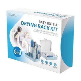 6-in-1 Baby Bottle Cleaner Set, Including Nylon & Silicone Bottle Brush, Cap, Straw & Nipple Brushes, BPA-Free (Blue