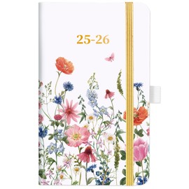 Pocket Calendar 2025-2026 - Pocket Planner 2025-2026 for Purse, Academic Planner 2025-2026 from Jul. 2025 - Jun. 2026, 6.3''×3.8'', Weekly & Monthly Planner with Pen Loop - Floral