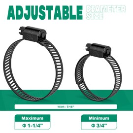 OURU 10PCS 3/4"-1-1/4" Black Hose Clamp,Adjustable 18-32mm Small Hose Clamps Stainless Steel,Metal Worm Gear Drive Hose Clamps for Automotive,Plumbing,Intercooler,Pipe,Fuel Line Radiator Clamps