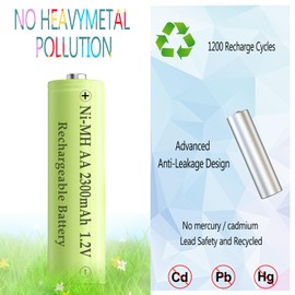 Teneyuuo 8 Count Premium NiMH Rechargeable 1.2V Double A Battery, AA 2300mAh Pre-Charged Batteries for Home Electronic Devices,Solar Lights,Gaming Controller