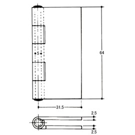 KUMAMOTO K-31-64 Stainless Steel Welding Hinge (Stainless Steel Core) 2.5 inches (64 mm)