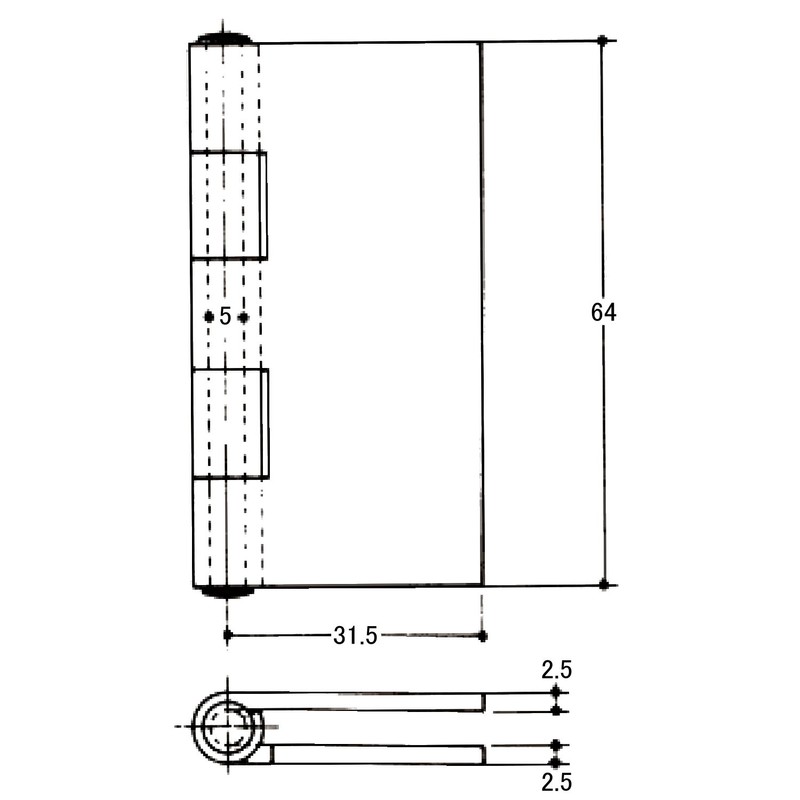 KUMAMOTO K-31-64 Stainless Steel Welding Hinge (Stainless Steel Core) 2.5
