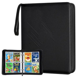 4 Pocket Trading Card Binder with Zipper, Holds 400 Cards, Trading Card Holder Album with Removable Sleeves for Sports Card Binders, Playing Card, Game Decks Card Collection Binder for Playing Cards