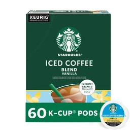 Starbucks K-Cup Coffee Pods, Iced Coffee Blend, Vanilla Naturally Flavored for Keurig Brewers, 100% Arabica, 6 Boxes (60 Pods Total)