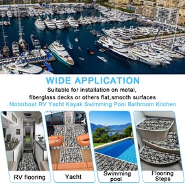 LUBEMIDA EVA Foam Boat Flooring Sheet Marine Faux Teak Decking Carpet for Yacht Floor,94.5"x35.4" Adhesive and Bevelled Edge (Camo +Black)