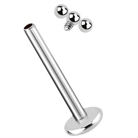 Ear Piercing Labret Stud 1.2 mm with Three Mini Balls, Titanium