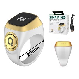 Abiyou Smart Ring Counter, Smart Tasbih Zikr Ring, Muslim Islamic Prayer Smart Rings, Tasbih Counter Smart Ring, Tasbeeh Smart Counter, Digital Electronic Smart Tally Counter for Prayer (White,20MM)