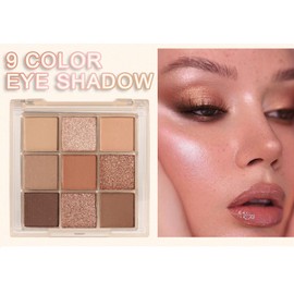 CAKAILA 9 Colors Colorful Eyeshadow Palette Makeup,Rose Gold Brown Nude Matte Shimmer Neutral Eye Shadow Powder Palette,Highly Pigmented Naturing-Looking Long Lasting Waterproof