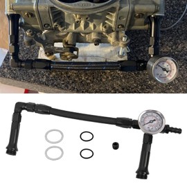 RULLINE AN6 Dual-Feed Double Pump Braided Fuel Line with 0-160 psi Vacuum Pressure Gauge Compatible with Holley 4150 Carburetor