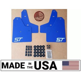 StreetRays [Originals] [SR] 11-18 Ford FOCUS ST SE S Mud Guard Flaps Set BLUE w/ Logo & Hardware Kit
