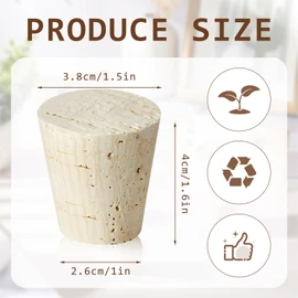 Ziliny 2 Pcs Carboy Cork Stopper, Glass Carboy Cap for 1, 3, 5, 6 Gallon Glass Water Jug, Wood Tapered Fermentation Cap Cork Stoppers, 1 x 1.5 x 1.6 Inches