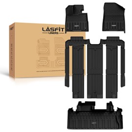 LASFIT Floor Mats&Trunk Mats Fit for Toyota Sienna 2021-2024(7 Passengers) All Weather TPE Custom Fit Floor Liner for Sienna 7 Seats (w/o Spare tire) Front&Rear Car Mats and Cargo Liner, Black