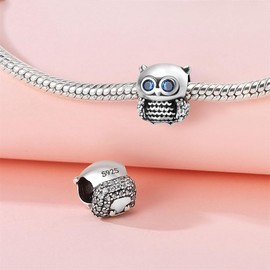 Harmony Vibes 925 Sterling Silver Charm Pendant, Animals Collection Charm. 925 Sterling Silver Charm for Bracelet and Bracelets, Owl, Panda, Elephant, Dinosaur, Alpaca, Universal Compatibility,