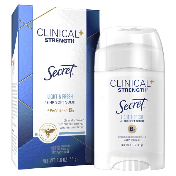 Secret Clinical Strength Anti-Perspirant Deodorant Soft Solid, Light & Fresh Scent 1.60 oz (Pack of 3)