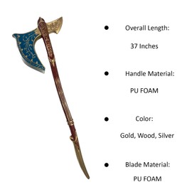 QUEQUAQUI 37’’ Fully Upgraded Foam Axe God-War for Video Game, Cosplay Costume Prop, Gifting, and Themed Events