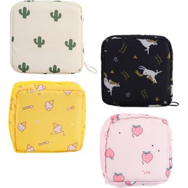 Bolsa de Almacenamiento para Toallas Sanitarias 4piezas Oxford Compacta y Ligera, para Uso Interior y Exterior, Diseño Adorable y Bonito para Chicas