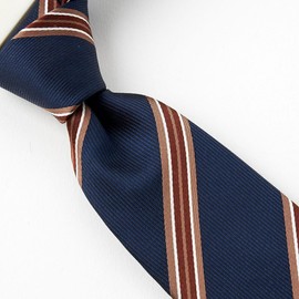 Ojier Necktie, 100% Silk, Regular Tie, Jacquard Woven, Regimental, Gift, Business, Men's, Stylish, 3.1 inches (8 cm) Width, 28: Navy