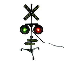 Treasure Gurus Railroad Crossing Signal Flashing Red Lights Desk Lamp RR Xing Train Sign Light