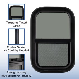 RecPro RV Window | 12" W x 18" H | Teardrop Vertical Slide | RV Window Replacement | Made in USA | Optional 1 1/2" Trim (with Trim Ring, One Window)