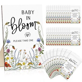 Maitys Baby Shower Party Seed Packets Favors for Guests Baby in Bloom Sign 100 Pcs Self Adhesive Envelopes Storage Decoration, No Seeds(Wild Flowers)