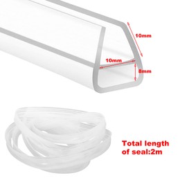 Shower Seal, Glass Seal, Glass Door Seal for Bathroom Doors, U-shaped, Transparent, 200 cm, for Shower Screens and Other Glass Parts Between 10 mm Thick Glass (for 10 mm Glass Thickness)