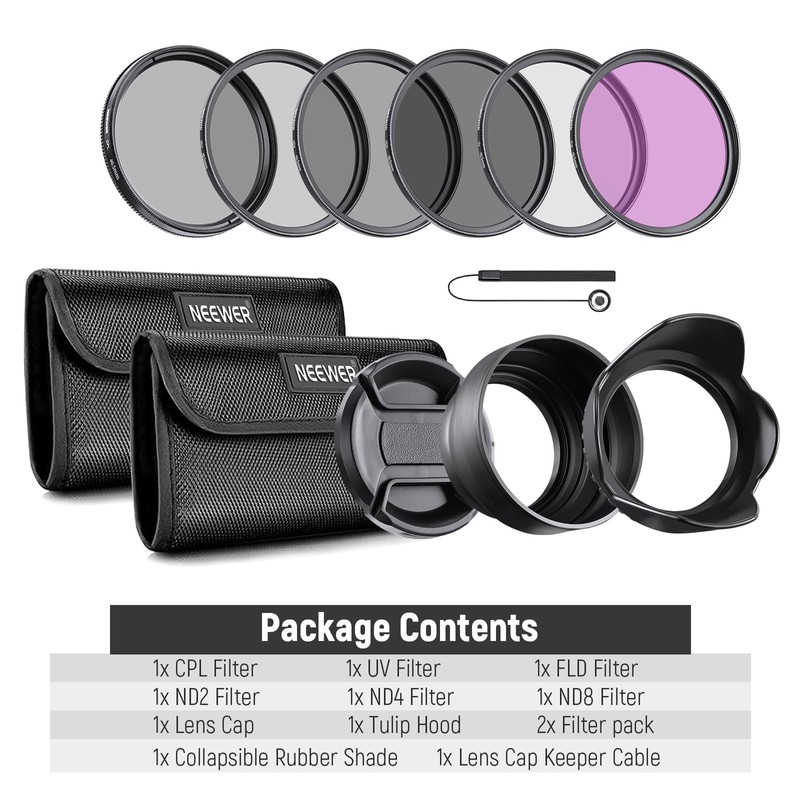 NEEWER 40.5mm ND Filter Pack and Lens Accessories, ND2 ND4