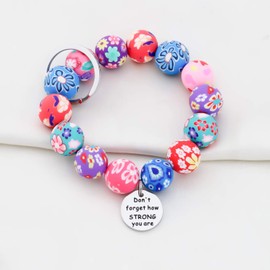 MYOSPARK Elastic Functional Beaded Handsfree Keychain Gift For Outdoor Office (Wrist Keychain Bracelet color)