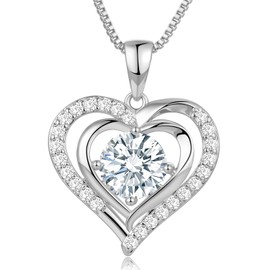 waitrose Moissanite Heart Necklace for Women Birthday Gifts for Wife S925 Sterling Silver Jewelry for Christmas Anniversary Valentine Birthday Gift for Her Girlfriend Mom-S
