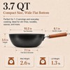 10.2-Inch Carbon Steel Wok Frying Pan with Lid, Flat Bottom