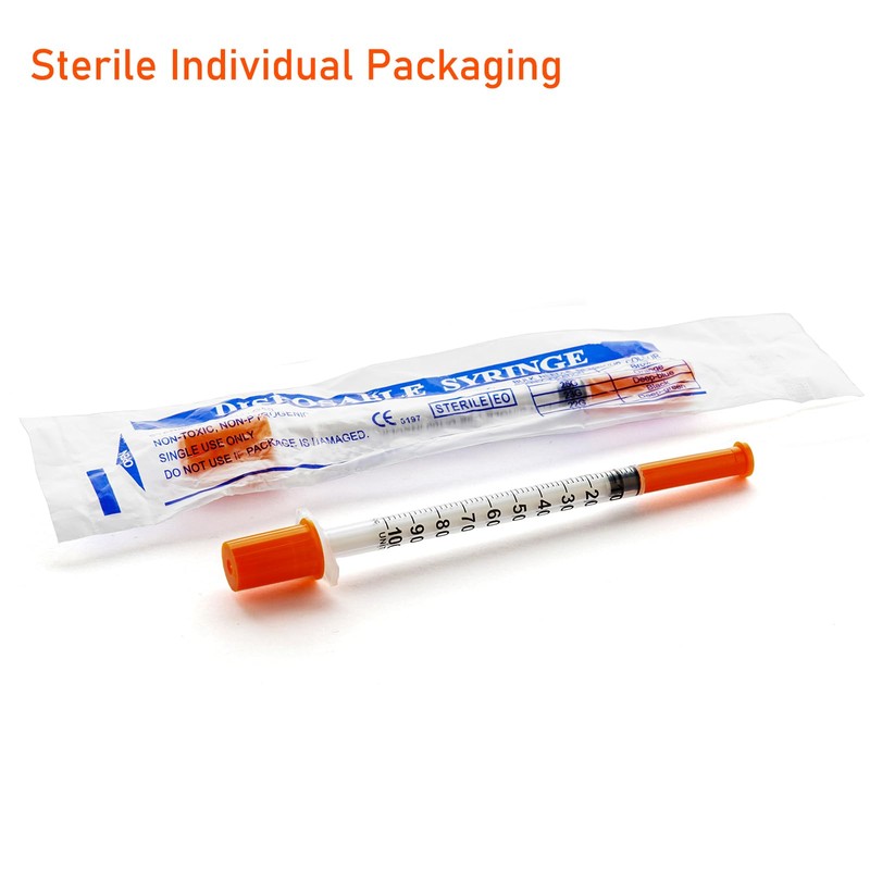 29 gauge 1cc 1/2 in(13mm) syringes with Needle,Pack of 50