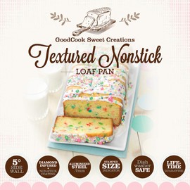 Goodcook Aluminized Steel, Diamond-Infused Non-Stick Coated Textured Bakeware, Loaf Pan, champagne pewter