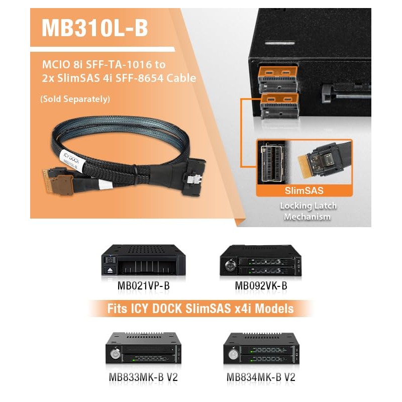 ICY DOCK MB310L-B Data Cable - 1x MCIO SFF-TA-1016 8i