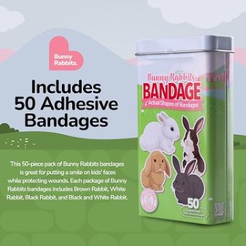 BioSwiss Vendas, vendas autoadhesivas con forma de conejos, sin látex, estériles, para el cuidado de heridas, divertidos suministros de botiquín de pr