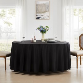 Aocoz Round Tablecloth 8 Pack 108 Inch Black Tablecloths Washable Decorative Linen Polyester Table Clothes Cover for Dining Table Banquets Buffet Parties and Wedding