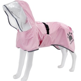 MAMORE Dog Raincoat Hooded Poncho,Waterproof Dog Rain Coat with Reflective Strip, Adjustable Lightweight Dog Rain Jacket with Double Layer for Large Medium Small Dogs (Pink, Small)