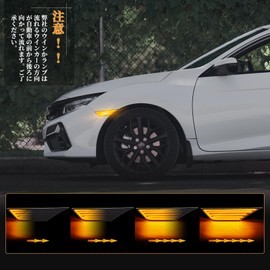 POPMOTORZ LED Side Marker for Honda Civic FK7/FK8/FC1 Series Coupe Sedan Type R Hatchback Sport Touring Si LX/LX-P/EX/EX-L/EX-T Front Fender Bumper Turn Signal Light Flowing LED Turn Signal Tape with