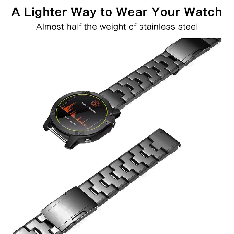 Synsing 26mm Titanium Metal Quick Release WatchBand Compatible for Fenix