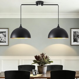 Otmilance Black Pendant Lights Kitchen Island 2-Light, Black Dome Pendant Light, Kitchen Island Lighting, Dining Room Light Fixture, Island Pendant Lights for Kitchen, Dining Room, Bar, Cafe