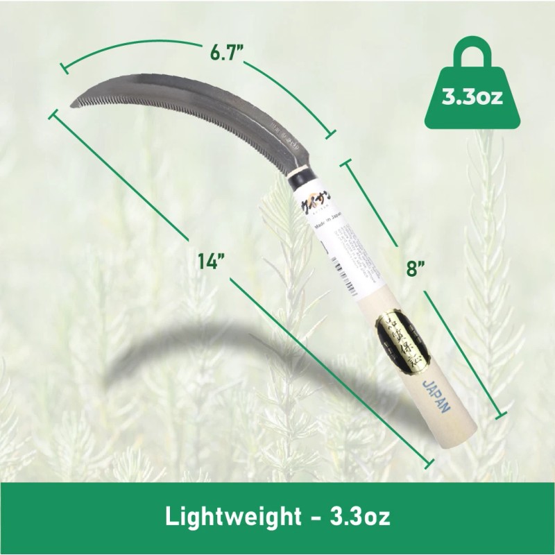 KUISUN Japanese Serrated Sickle for Gardening - Compact & Lightweight