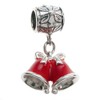 Queenberry Sterling Silver 3-D Christmas Bell Enamel Dangle European Style