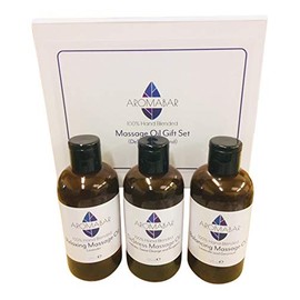 Relaxing Massage Oil Gift Set (3 x 125ml) Relaxing (Lavender), De-Stress (Lavender, Orange & Bergamot) and Balancing (Lavender & Geranium) Boxed Destress and Unwind