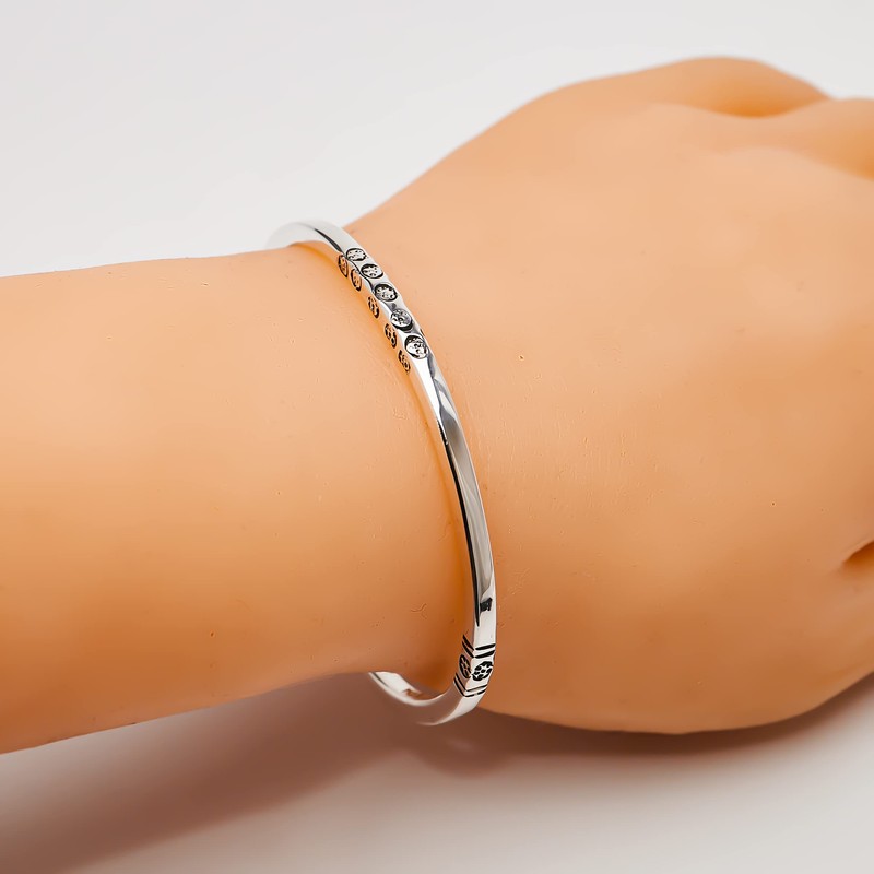 Treasure Bay Solid 925 Sterling Silver Bangle for Men and