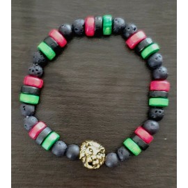 Unbranded Rasta Reggae Colors Bead Lion Head Stretch Bracelet Jewelry Rastafarian Jamaica