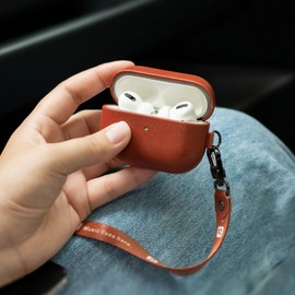Haobobro [Custom Series] AirPods Pro Case with Lanyard and Carabiner - AirPods Pro 1st Generation Leather Case - AirPods Pro Protective Leather Case - AirPods Pro Leather Case Cover - Brown