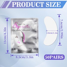 50 Pairs of Eye Pads for Eyelash Extension, Lint-Free Non-Slip and Lint Free Eye Gel Patches, Hydrogel Eyelash Colouring Pads for Professional Salon Individual Eyelash Extensions Eye Eyelashes